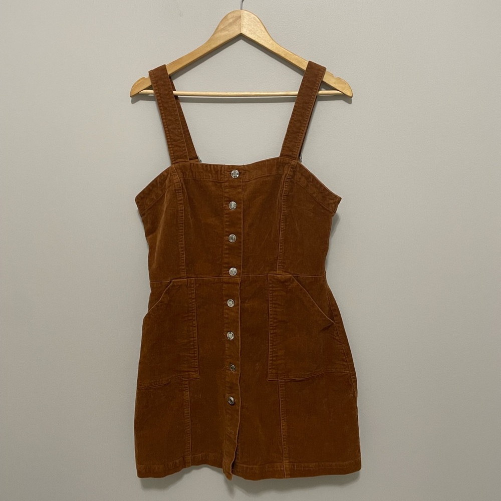 Brown Button-Front Mini Dress